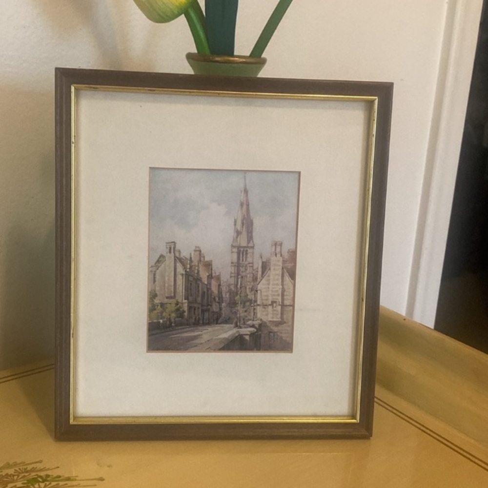 St. Mary’s Stamford Watercolor Framed Artist Signed by Wilfred R. Wood